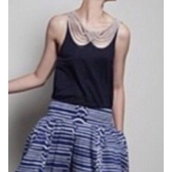 Anthropologie LeifNotes Womens Tank Top Blue Sleeveless  Braided Scallop Rope XS - Picture 1 of 9